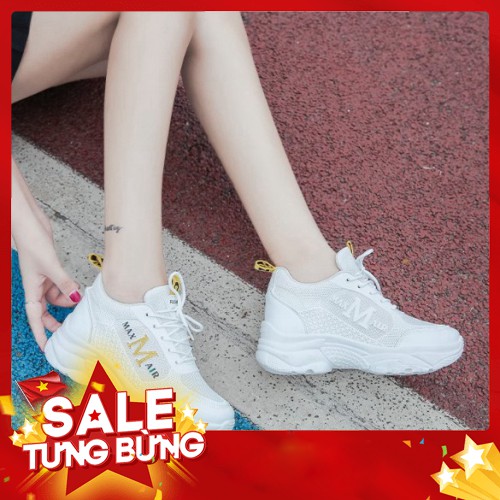 (RẺ VÔ ĐỊCH) GIÀY NỮ TRẮNG ĐỘN ĐẾ 5 PHÂN TĂNG CHIỀU CAO M MAX CỰC ĐẸP - Hàng nhập khẩu