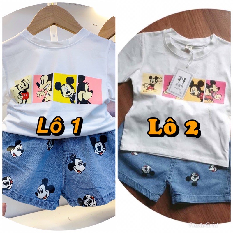 (Rẻ Nhất Tphcm) Bộ Đồ Áo Mickey + Quần Jean Mickey Cá Tính Cho Bé Gái