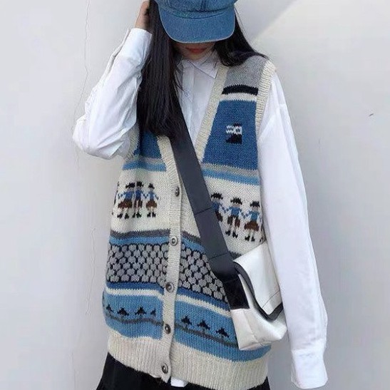 Gile Len Nữ ELISA Ullzang, Áo Gile Len Cài Cúc Hàng Quảng Châu Thời Trang Cao Cấp | BigBuy360 - bigbuy360.vn