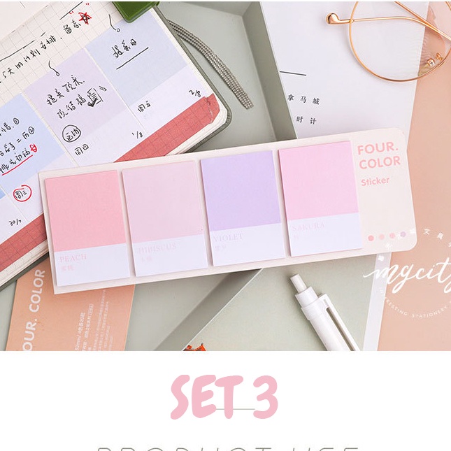 SET 80 GIẤY NOTE PASTEL TRANG TRÍ SỔ TAY BULLET JOURNAL TAKE NOTES