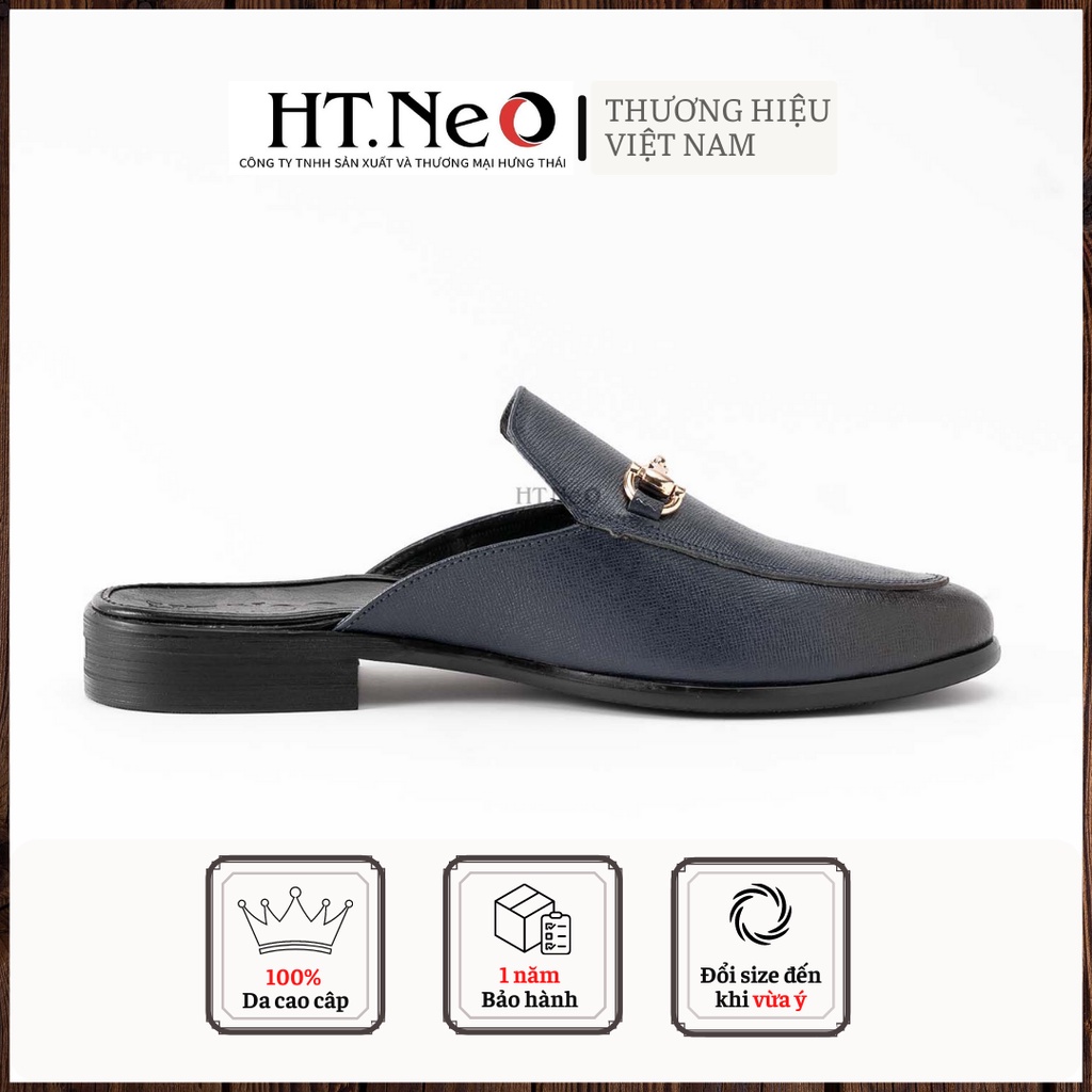 Giày sục nam - Giày mules nam HT.NEO Đế phíp, kim loại cùng da bò thật tạo nến sự quý phái, thu hút và sang chảnh S003