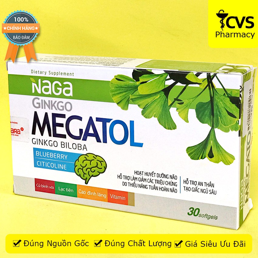 Viên Dưỡng Não Megatol (Hộp 30 viên) giúp hoạt huyết dưỡng não, dưỡng tâm an thần - cvspharmacy