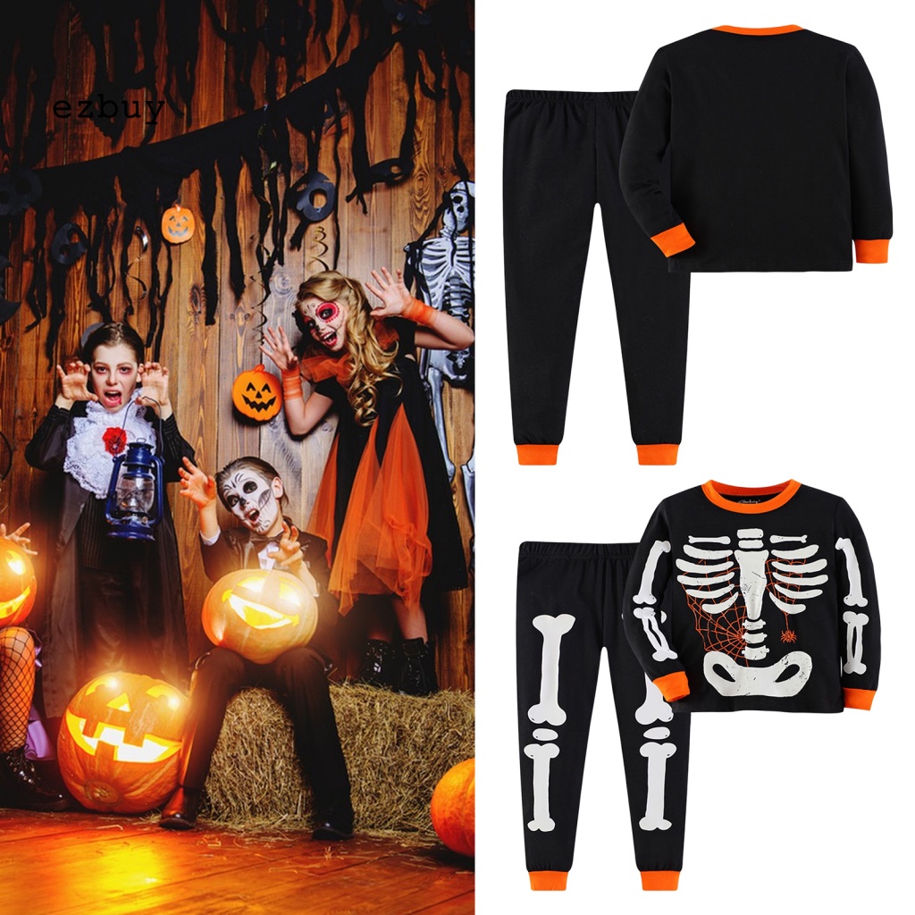 [EY] Bộ Đồ Ngủ Hình Bộ Xương Phát Sáng Trong Bóng Tối Giữ Ấm Mặc Ở Nhà Quyến