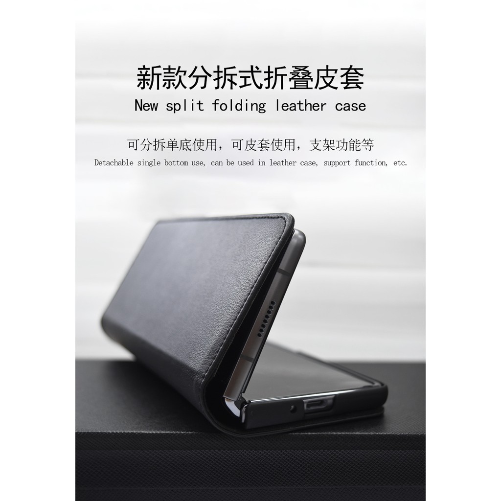 Bao da điện thoại dạng ví có ngăn để thẻ nam châm màu đen dành cho Samsung Galaxy Z Fold 2 5G 2020