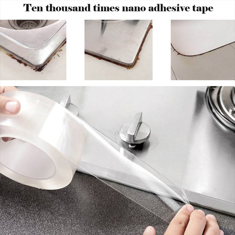 Băng keo nano hai mặt trong suốt bằng acrylic có thể rửa và tái sử dụng tiện lợi