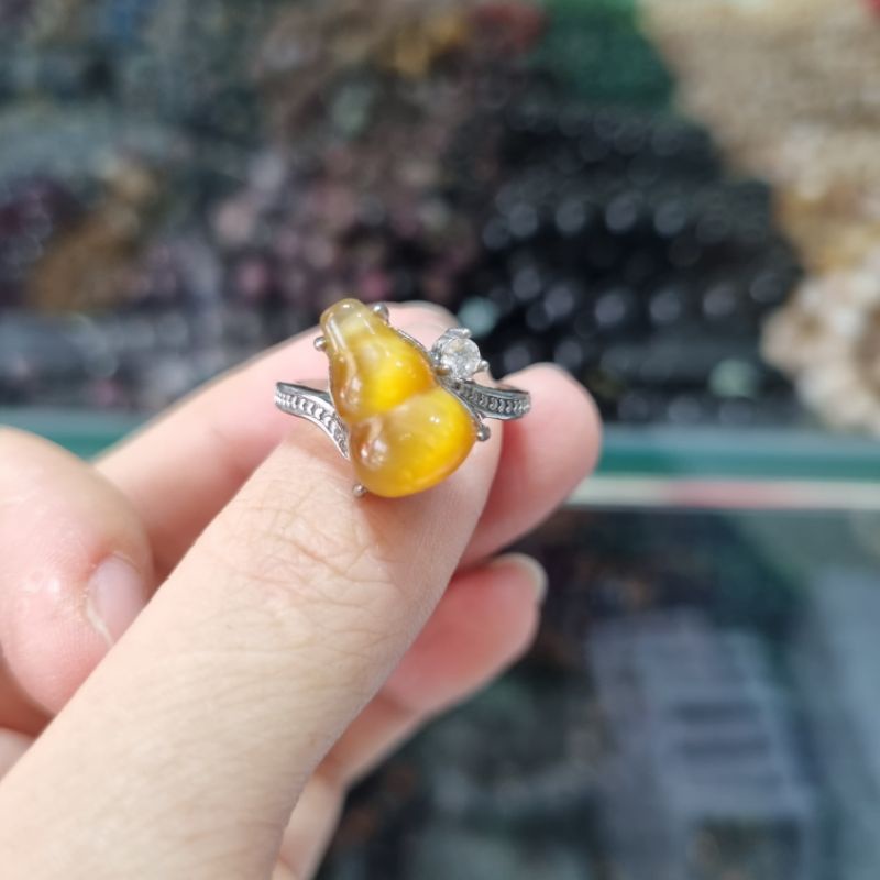 Nhẫn nữ bạc 925 đính hồ lô đa màu vàng m.hổ