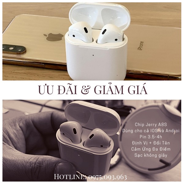 Tai nghe bluetooth I1000 TWS Thế Hệ 2 Bản Đặc Biệt Sạc Không Dây + Định Vị Đổi Tên Cao Cấp Dùng Cho Cả Iphone Và Androi