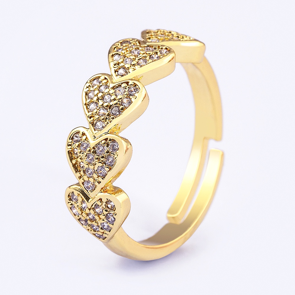 Nhẫn Hở Hình Trái Tim Đính Đá Zircon Có Thể Điều Chỉnh Kích Cỡ