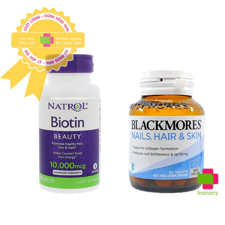 Viên uống Natrol Biotin 10000mcg, USA (100v) hỗ trợ mọc tóc, giúp móng khỏe cho người trên 12 tuổi
