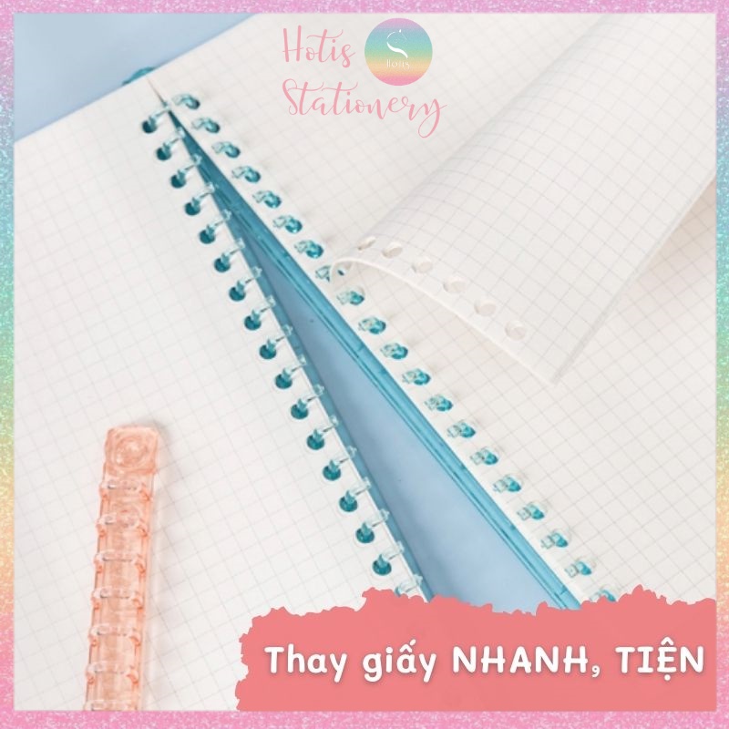 [HOTIS] Thanh còng nhựa trong suốt có chốt gài - Binder A5 20 còng/ B5 26 còng