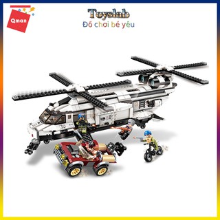 [Toyslab] Siêu trực thăng tấn công hai cánh siêu hạng - Đồ chơi xếp hình cho bé Qman 3208