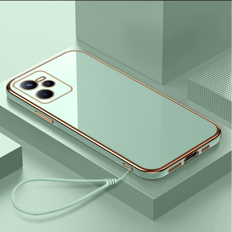 Ốp Điện Thoại Viền Mềm Sang Trọng Kèm Dây Đeo Cho Realme C15 C11 C21Y C12 C25 C21 C20 C25 C25Y C31 C35 2021 2020
