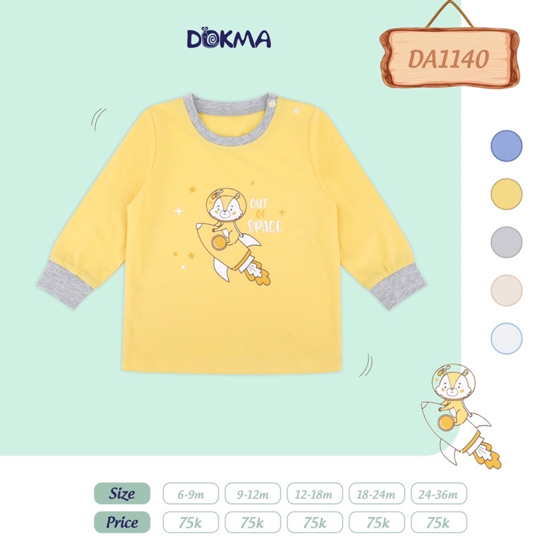 Áo cài vài dài tay bé trai dokma (9-36m)DA1140