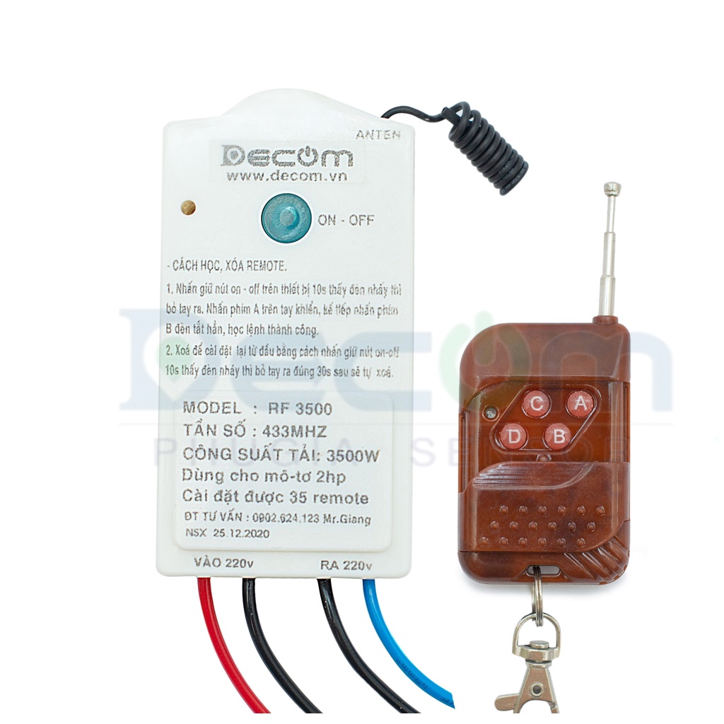 Bộ điều khiển từ xa khoảng cách cực xa lên đến 800m chuyên dùng cho mô tơ bơm nước chính hãng Decom