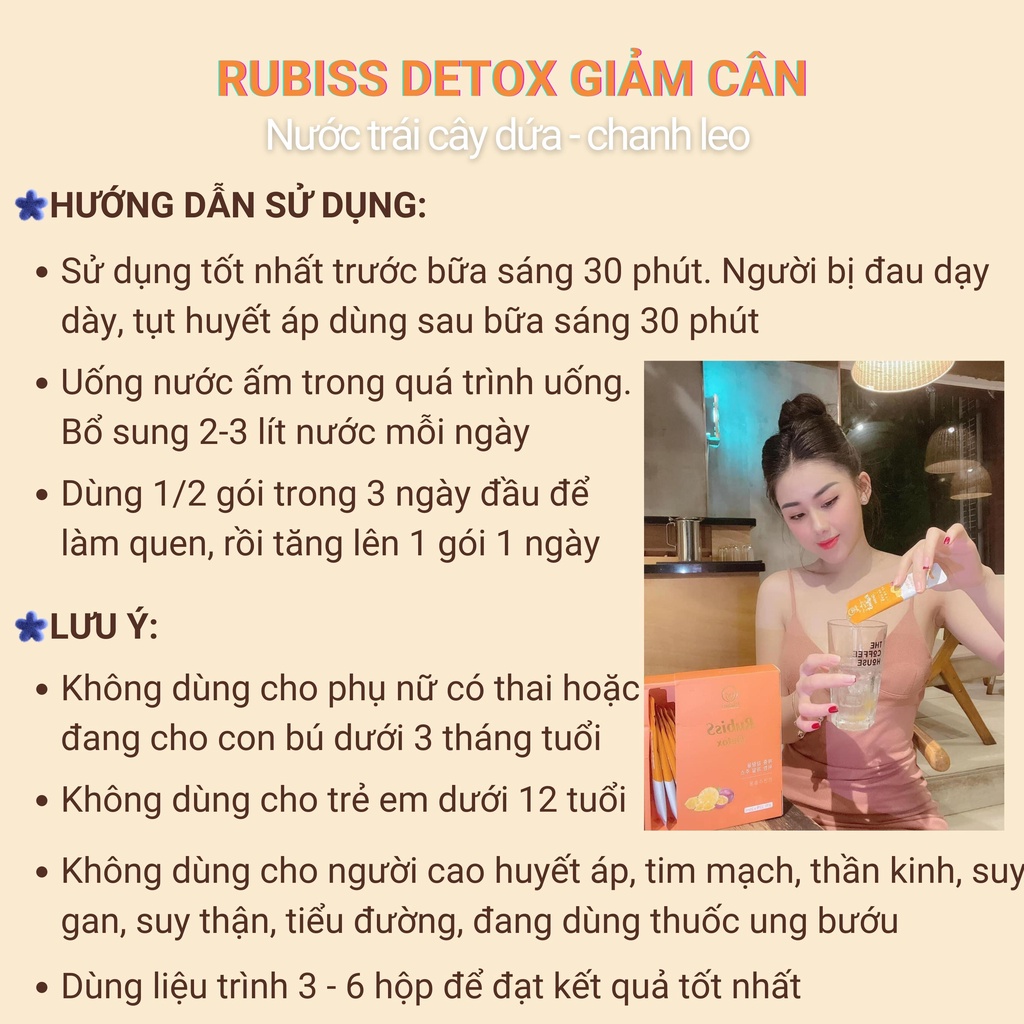 Rubiss Detox XuanDao giảm cân nước ép dứa chanh leo giảm cân an toàn không mệt mỏi không tác dụng phụ