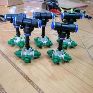 Combo 5 béc phun sương 4 hướng, t nối nhanh ống phun sương