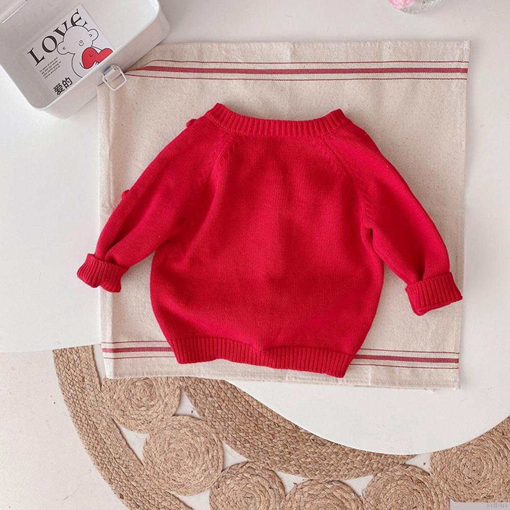 Áo khoác cardigan dệt kim tay dài cổ thuyền đính bóng lông dễ thương thời trang thu đông cho bé gái 0-9 tuổi