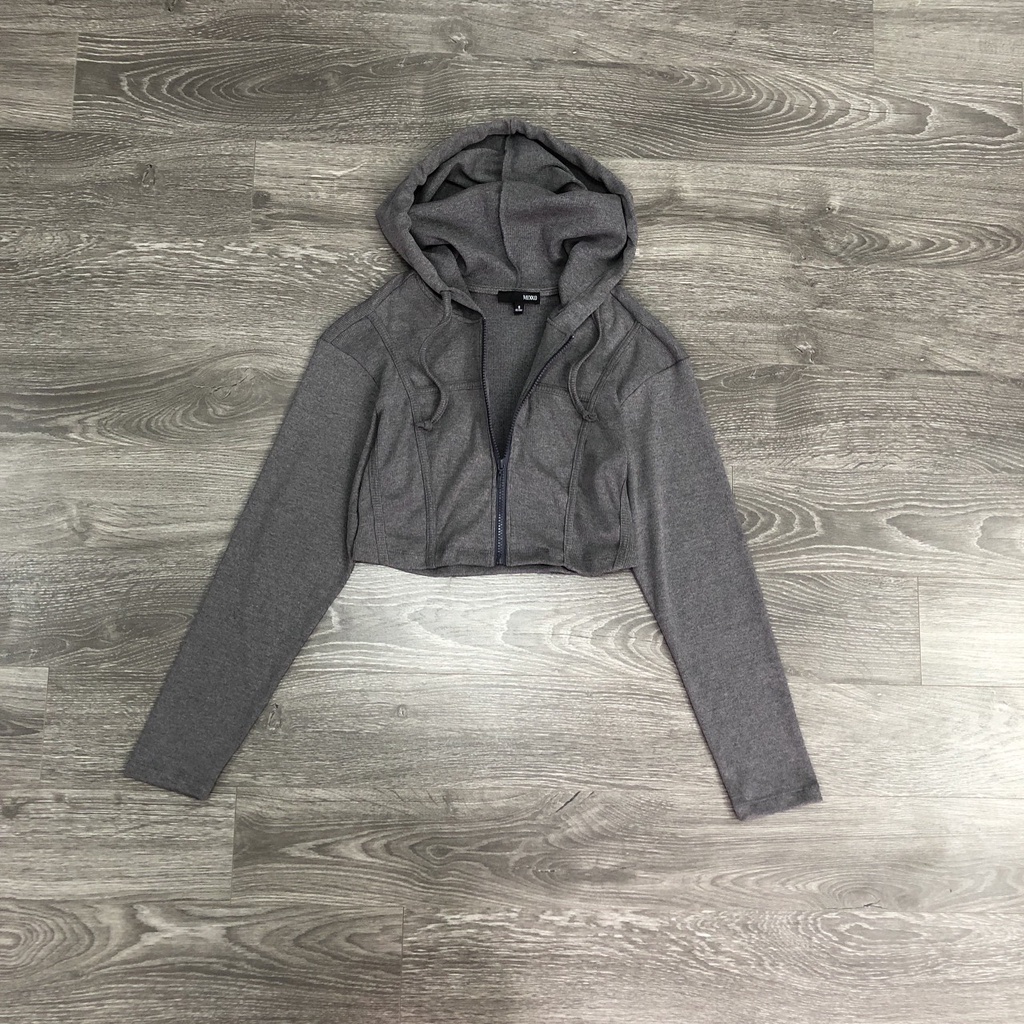 Áo khoác MIXX@ crop có nón dây kéo 3M