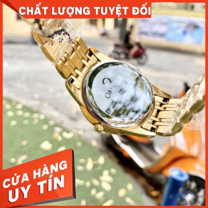 Đồng Hồ Nam omega Sapphire OM047 Case 38mm ĐEN Mặt Trăng khuyết Máy Pin Nhật