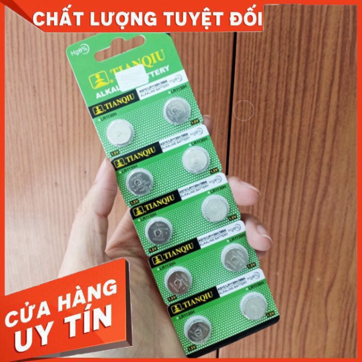 [LOẠI TỐT] Pin đồng hồ cúc áo AG10 LR1130, AG13 LR44 Vỉ 1 viên 1.5V Alkaline Tianqiu dùng cho nhiều thiết bị