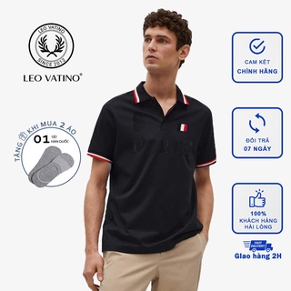 Áo thun Polo nam Galvin cổ bẻ thêu cờ Pháp tay ngắn lỡ PLGV56D - Leo Vatino