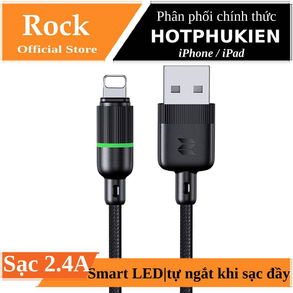 Dây cáp sạc nhanh 2.4A tự ngắt Lightning hiệu ROCK R10 hỗ trợ truyền data tốc độ cao 480 Mbps cho iPhone / iPad