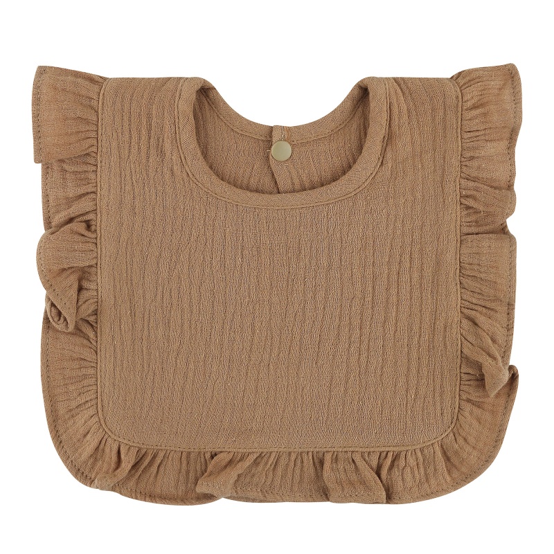 Yếm Ăn Bằng Cotton Mềm Phối Ren Nhún Bèo Dành Cho Bé Sơ Sinh