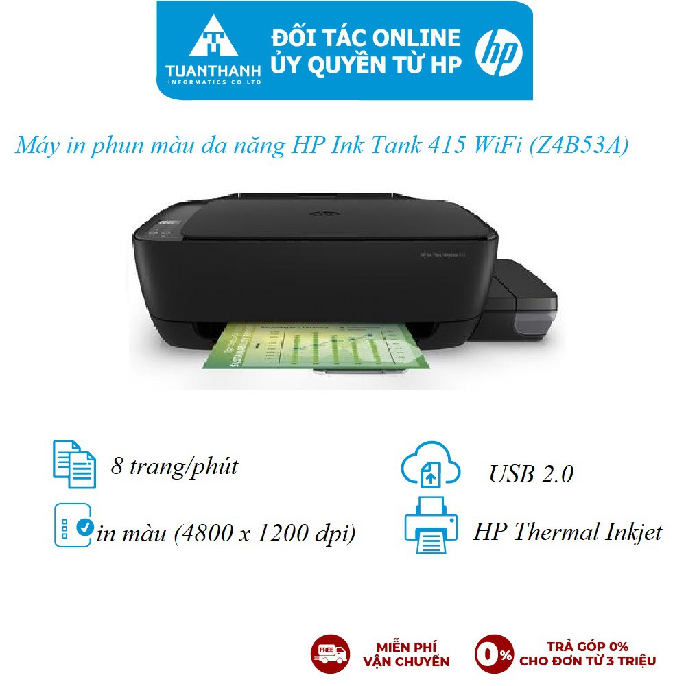 Máy in phun màu đa năng HP Ink Tank 415 WiFi (Z4B53A)