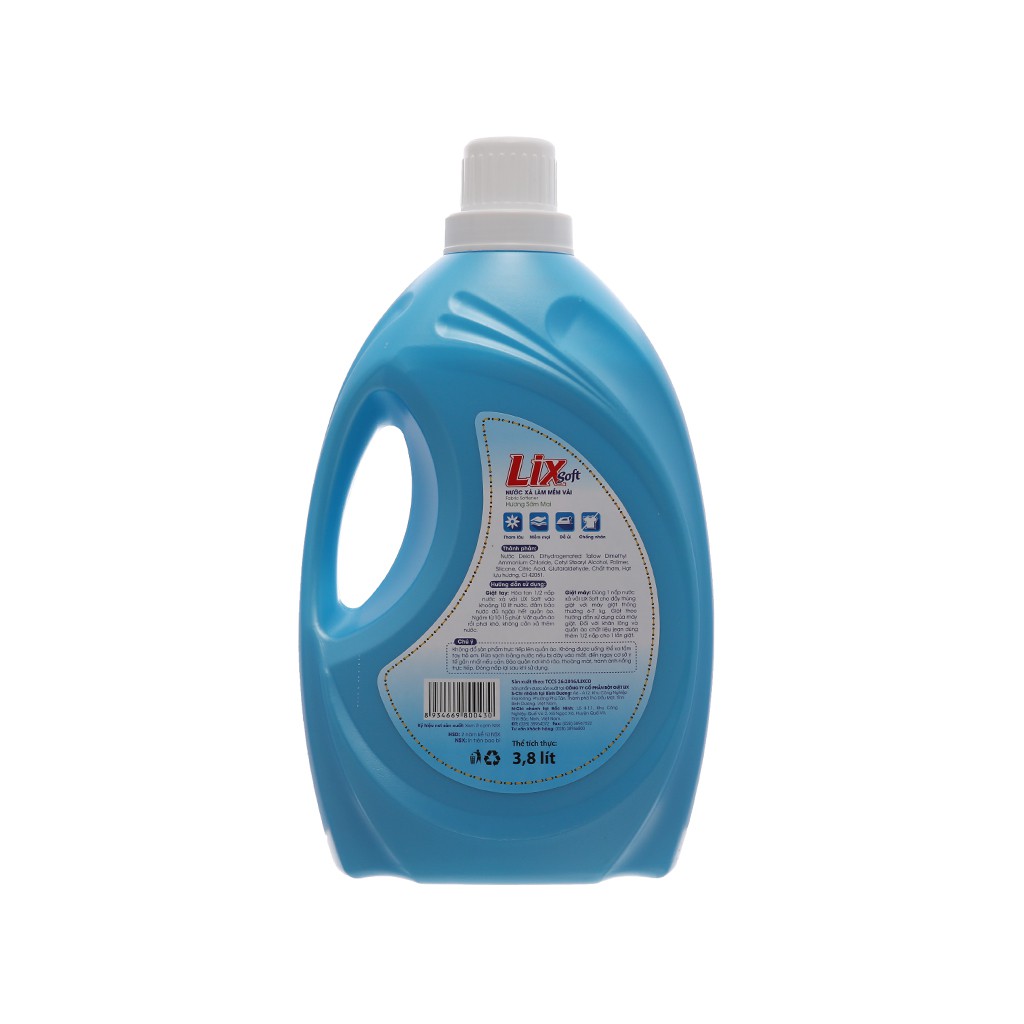 Nước xả vải Lix Soft hương sớm mai can 3.8 lít