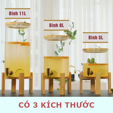 [TẶNG KỆ GỖ] Bình thủy chịu nhiệt HADASA cao cấp, bình thủy tinh decor phòng khách siêu đẹp - ngâm rư.ợu - làm detox