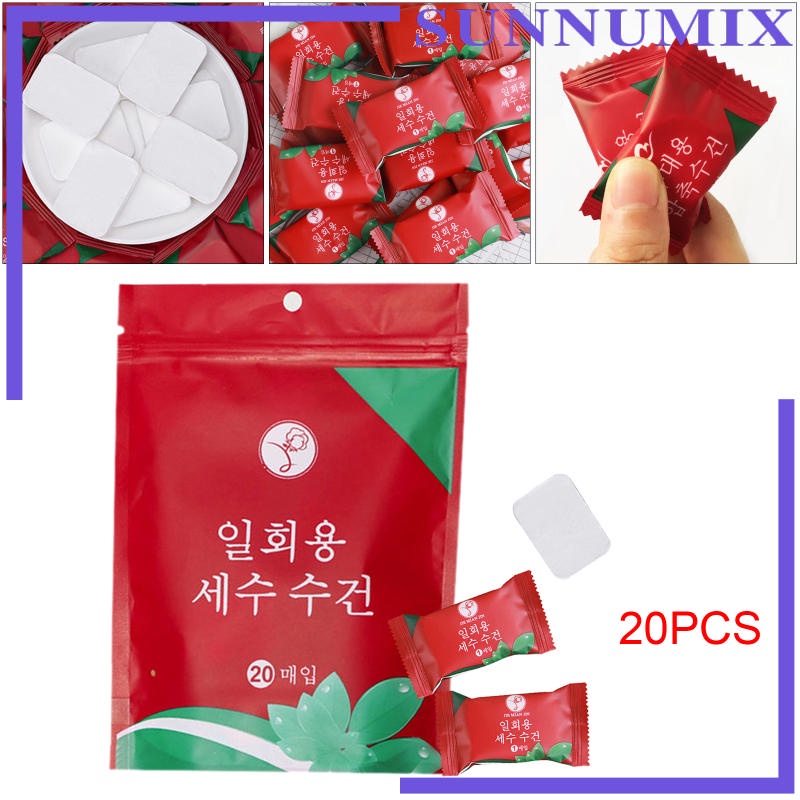 Set 20 viên nén khăn giấy/tiền xu dùng một lần tiện dụng khi đi du lịch
