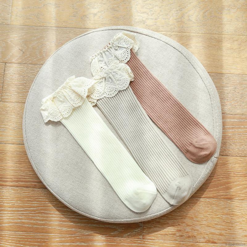 Cặp tất chân cotton mềm mại phối ren thoải mái dành cho bé