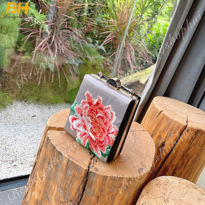 Túi Đeo Chéo Thêu Hoa Mẫu Đơn Nhỏ Xinh Phong Cách Retro Mới 2022 Cho Bạn Gái