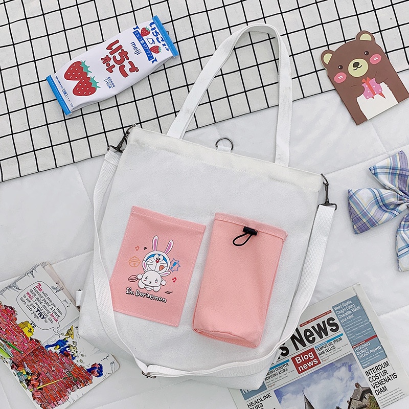 Túi Vải Canvas Đeo Vai Thời Trang Harajuku Dễ Thương Cho Nữ