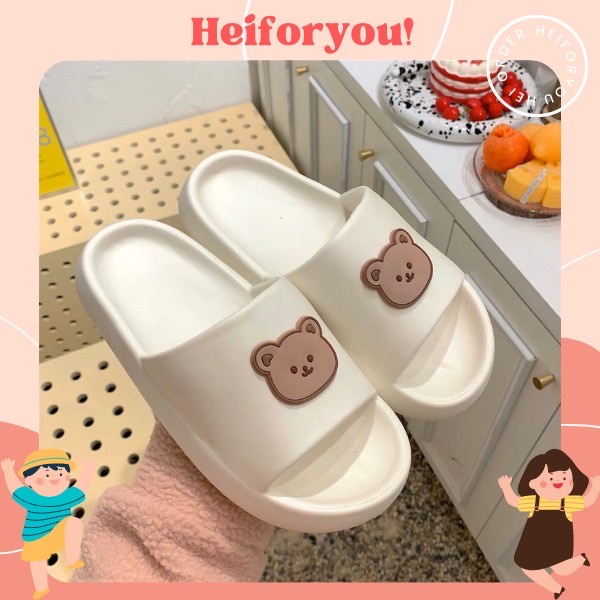 Dép bánh mì cao su đúc hình gấu nâu dễ thương