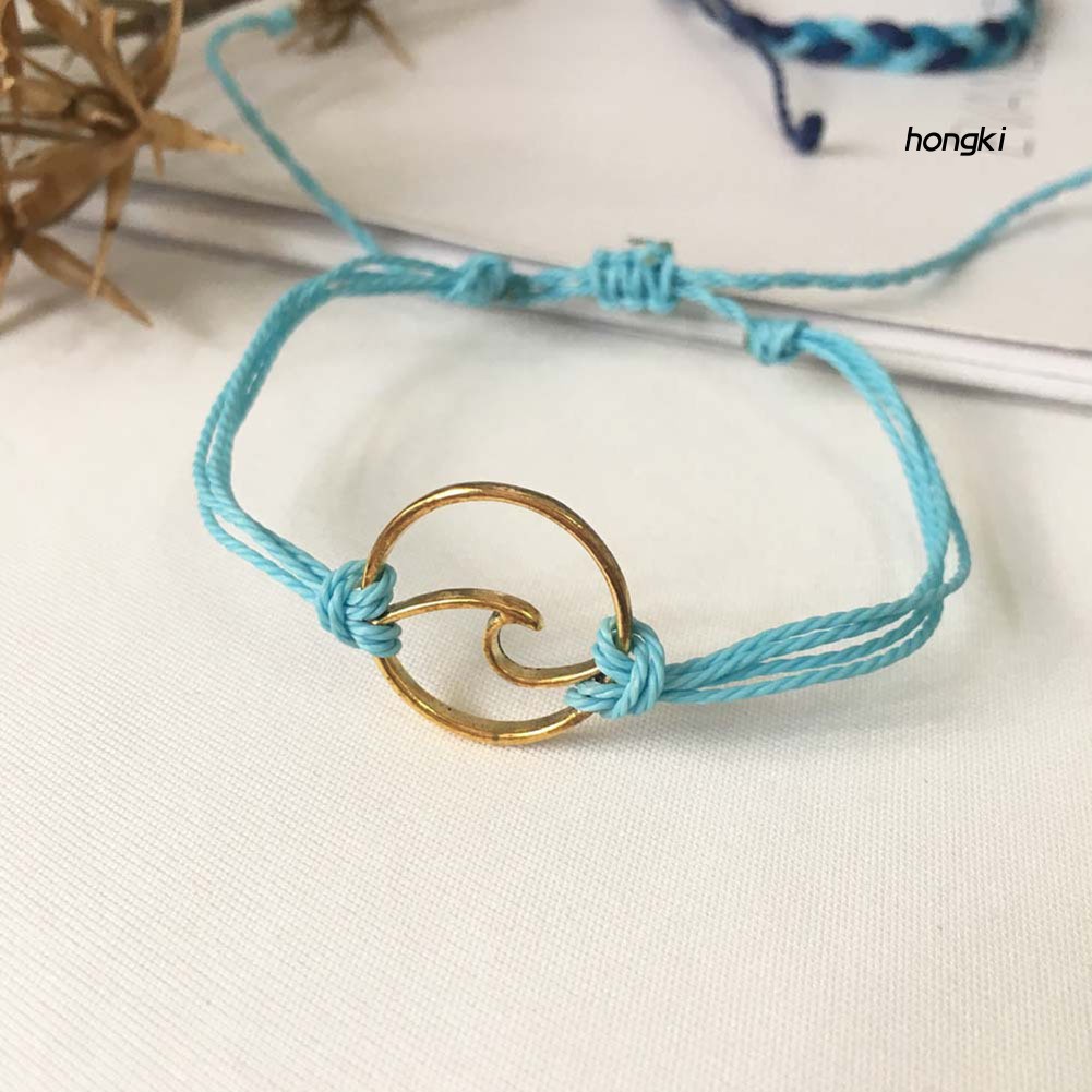 (Hàng Mới Về) Set 3 Vòng Tay Hợp Kim Hình Sóng Biển Xinh Xắn Cho Nữ