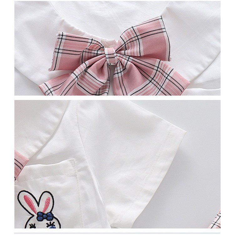 Váy Bé Gái, Set áo sơ mi + chân váy bé gái kiểu nữ sinh đáng yêu