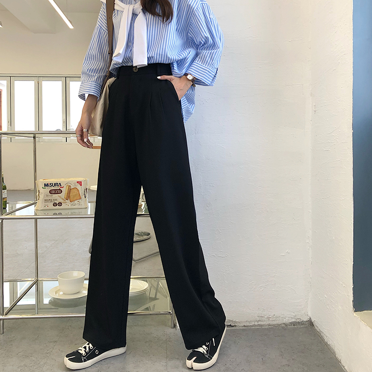 Quần Ống Rộng Lưng Cao Trơn Màu Đơn Giản Xinh Xắn Dành Cho Nữ 36672 | BigBuy360 - bigbuy360.vn