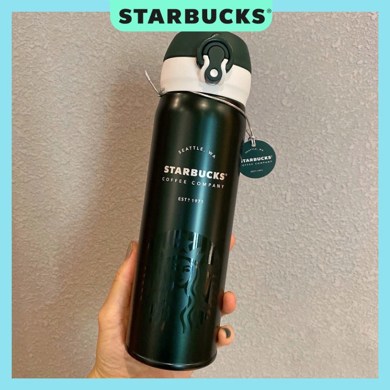 Bình đựng nước giữ nhiệt STARBUCKS X THERMOS màu xanh rêu Dung tích 500ml