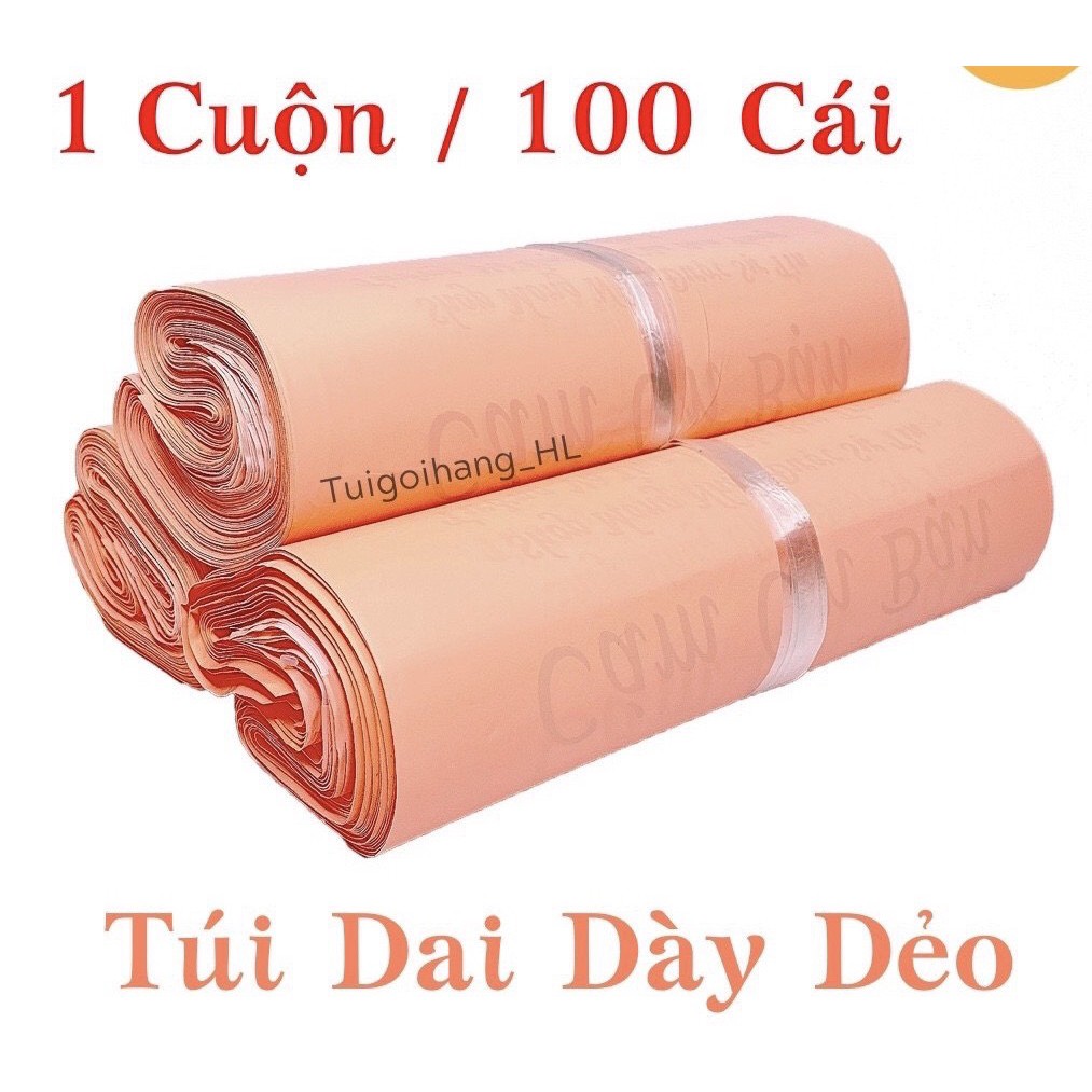 FULL SIZE - Túi Gói Hàng Tiện Lợi Dán Mép In Chữ Cảm Ơn - Túi Đóng Hàng Niêm Phong Màu Hồng Đào