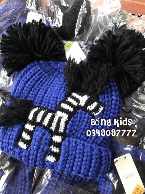 Mũ Len Bé Gái Ngựa Vằn PomPom Next