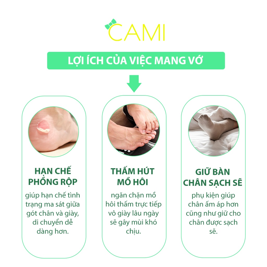 Vớ cổ ngắn nam nữ sọc ngang bàn chân, chất liệu cotton thoáng khí, thân thiện với làn da, êm chân - Cami - CMPK216