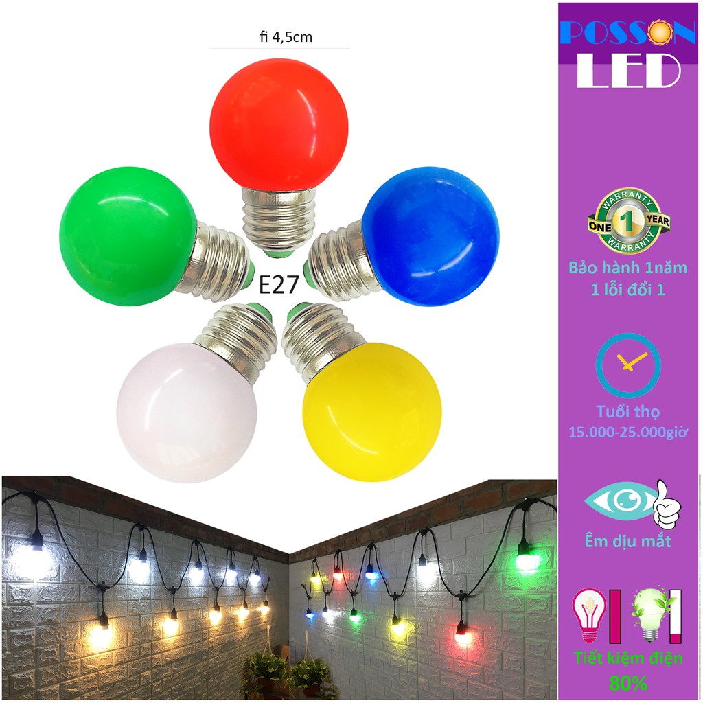 10 Bóng đèn Led 1w quả trái chanh G45 đui E27 màu sắc lựa chọn kín nước trang trí ngoài trời AC220V LL-x