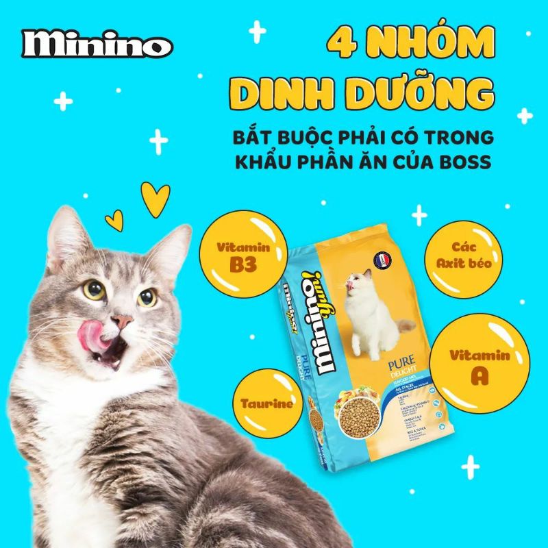 [MININO YUM HẢI SẢN] [1,5KG] Thức ăn hạt cao cấp Minino Yum cho mèo mọi lứa tuổi - Vị hải sản