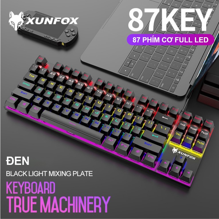 [Mã 33ELSALE hoàn 7% đơn 300K] Bàn Phím Máy Tính Cơ Gaming Mini Có Dây XunFox K80 Blue Switch 87 Phím