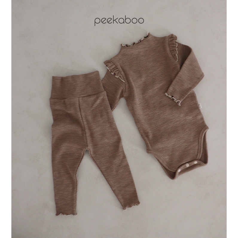 (Chính hãng) Bộ suit dài tay cánh tiên kèm quần cạp5cm cotton gân thu đông Sharon PEEKABOO made in Korea bé gái bánh bèo