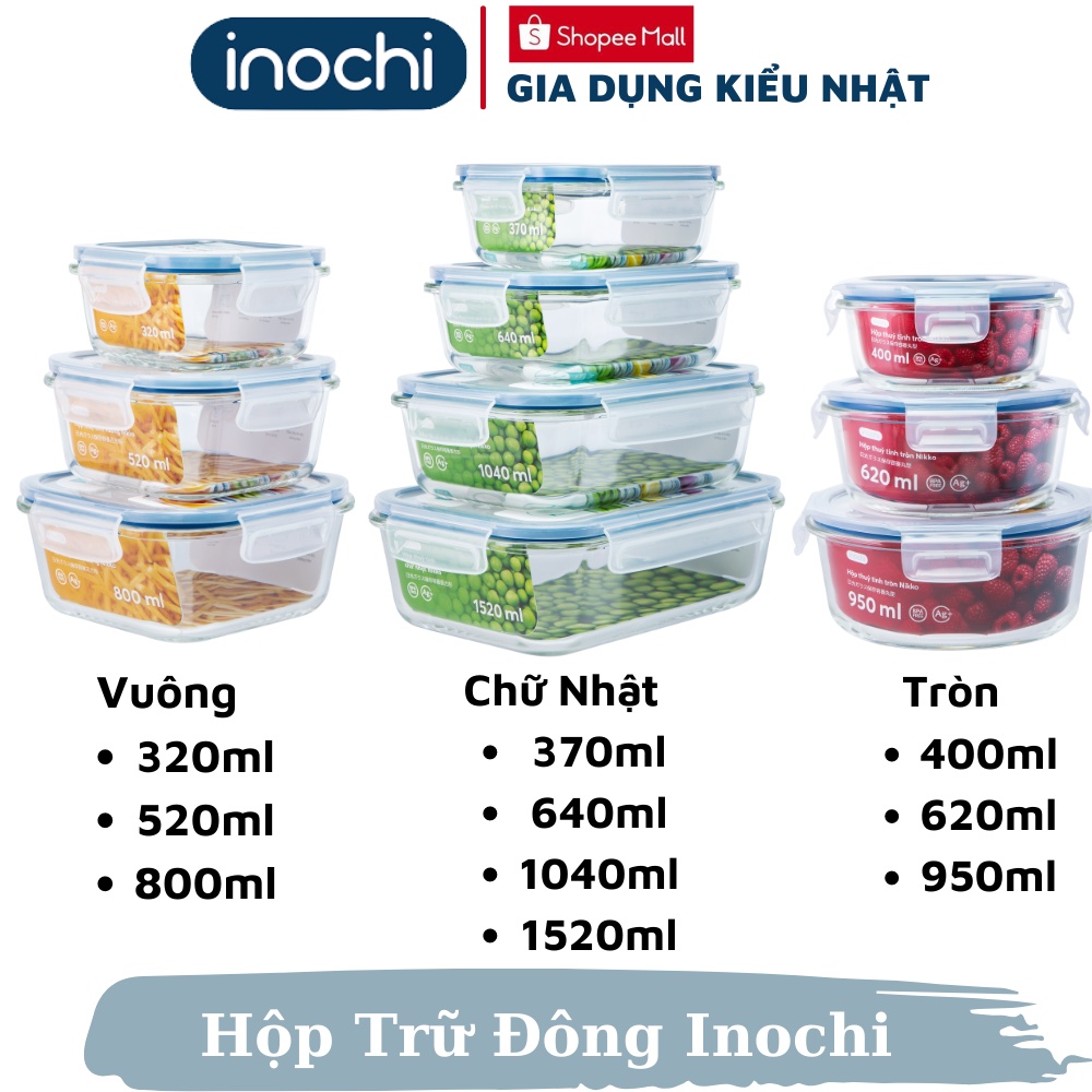 Hộp đựng cơm thủy tinh giữ nhiệt 2 3 Ngăn Thực Phẩm Nikko inochi trữ đông cho dân văn phòng