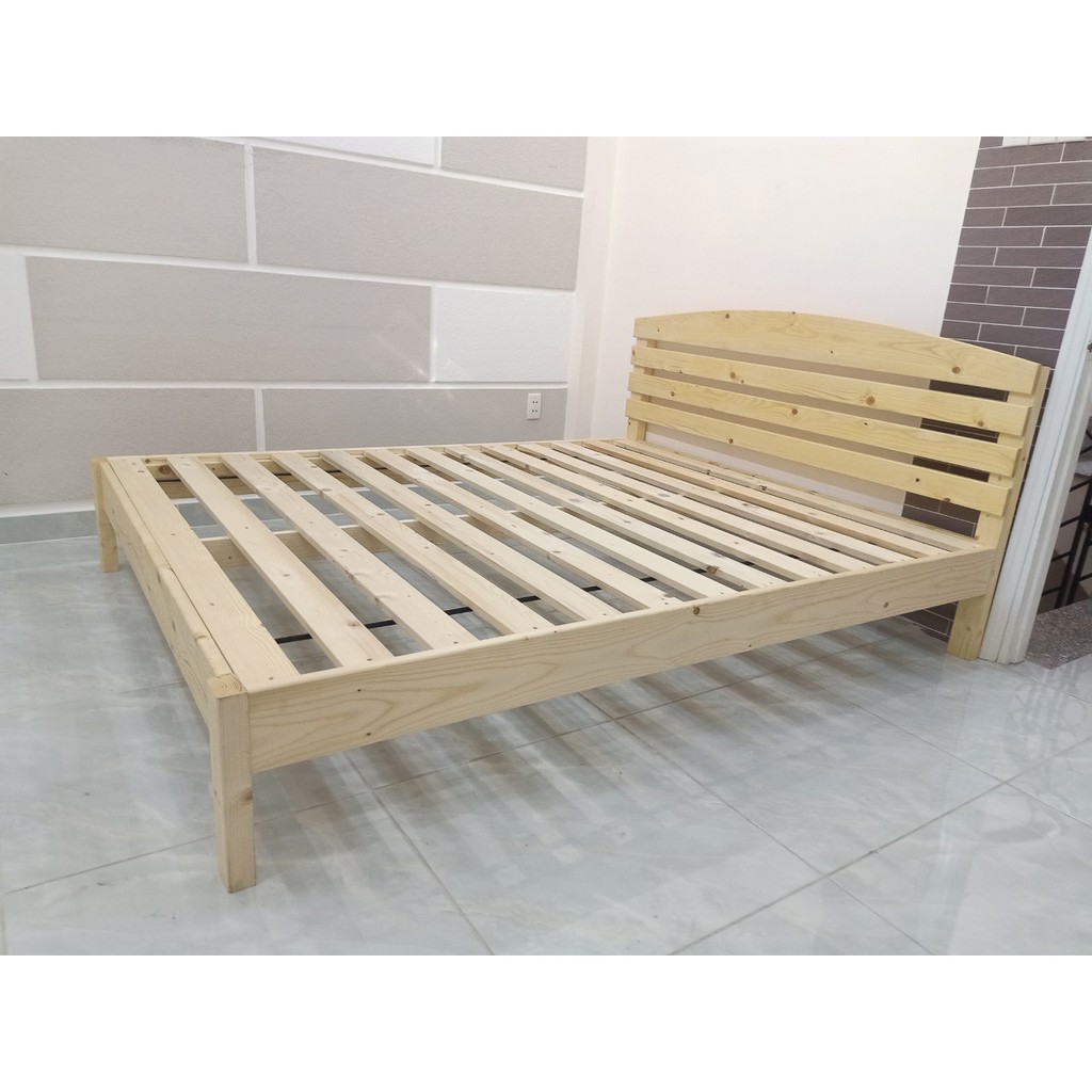 Giường ngủ gỗ Thông đầu cao không hộc kéo 1m2_1m4_1m6_1m8 | BigBuy360 - bigbuy360.vn