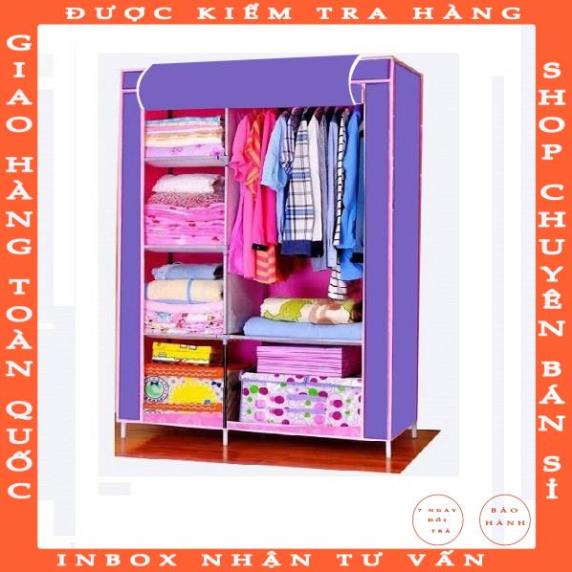 Tủ vải cao cấp 2 buồng 6 ngăn, khung sắt, thương hiệu AVC. -Việt Nam sản xuất( được chọn màu Xanh, đỏ đậm tím( Mã M2)