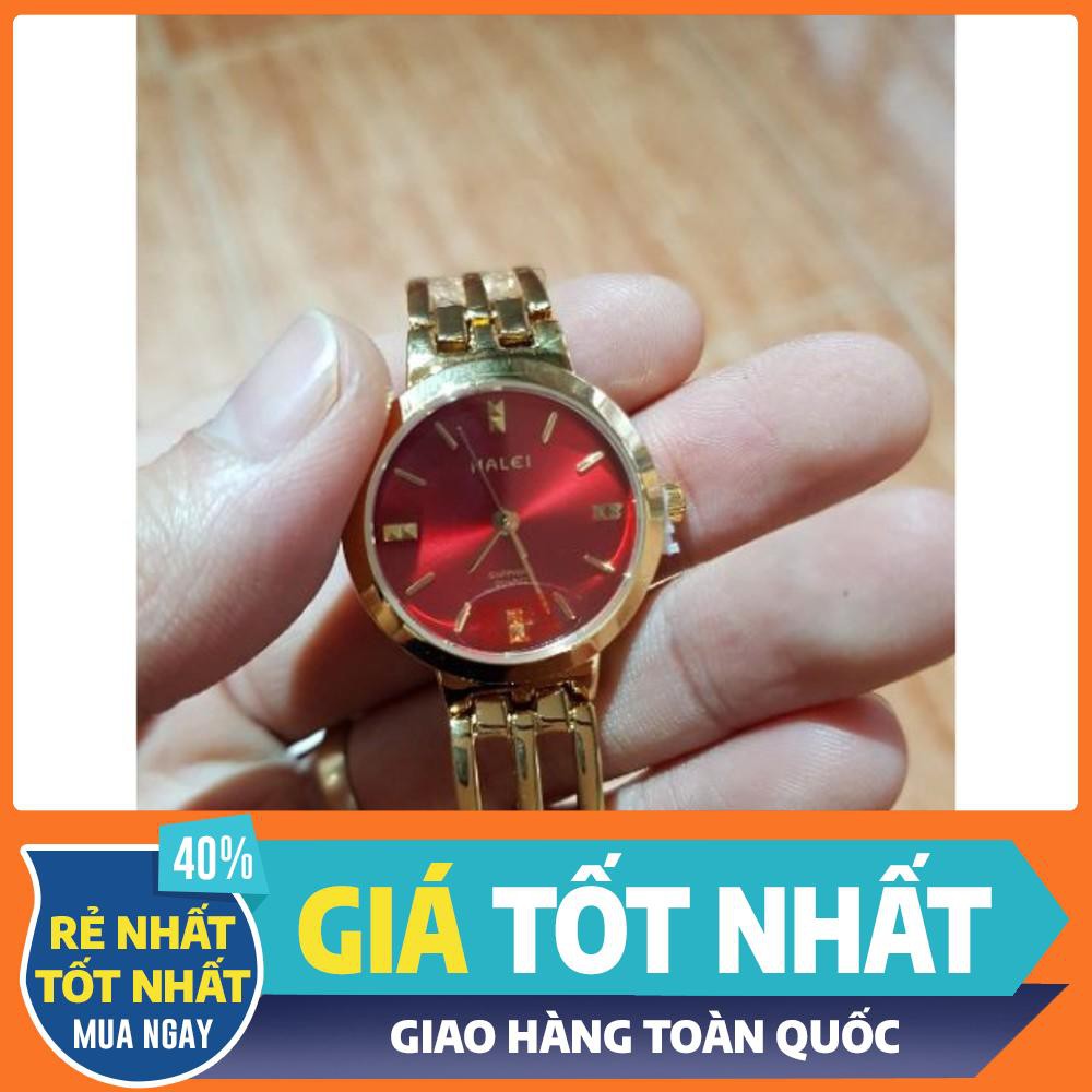 [HOT] [Đồng Hô Chính Hiệu ] [Đồng Hô Chính Hiệu ]Đồng hồ nữ dây vàng mặt đỏ siêu đẹp thương hiệu halei hot trend 2019